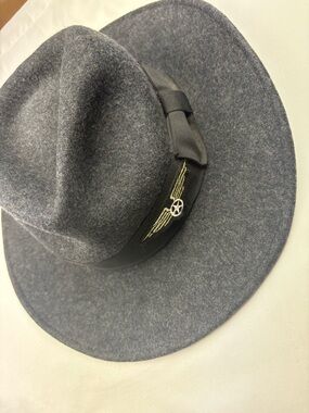 Gray Wool Fedora Hat with Winged Star Accent